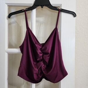 Forever 21 Plus 1X Ruched Cami Burgundy Stretch Going Out Top
